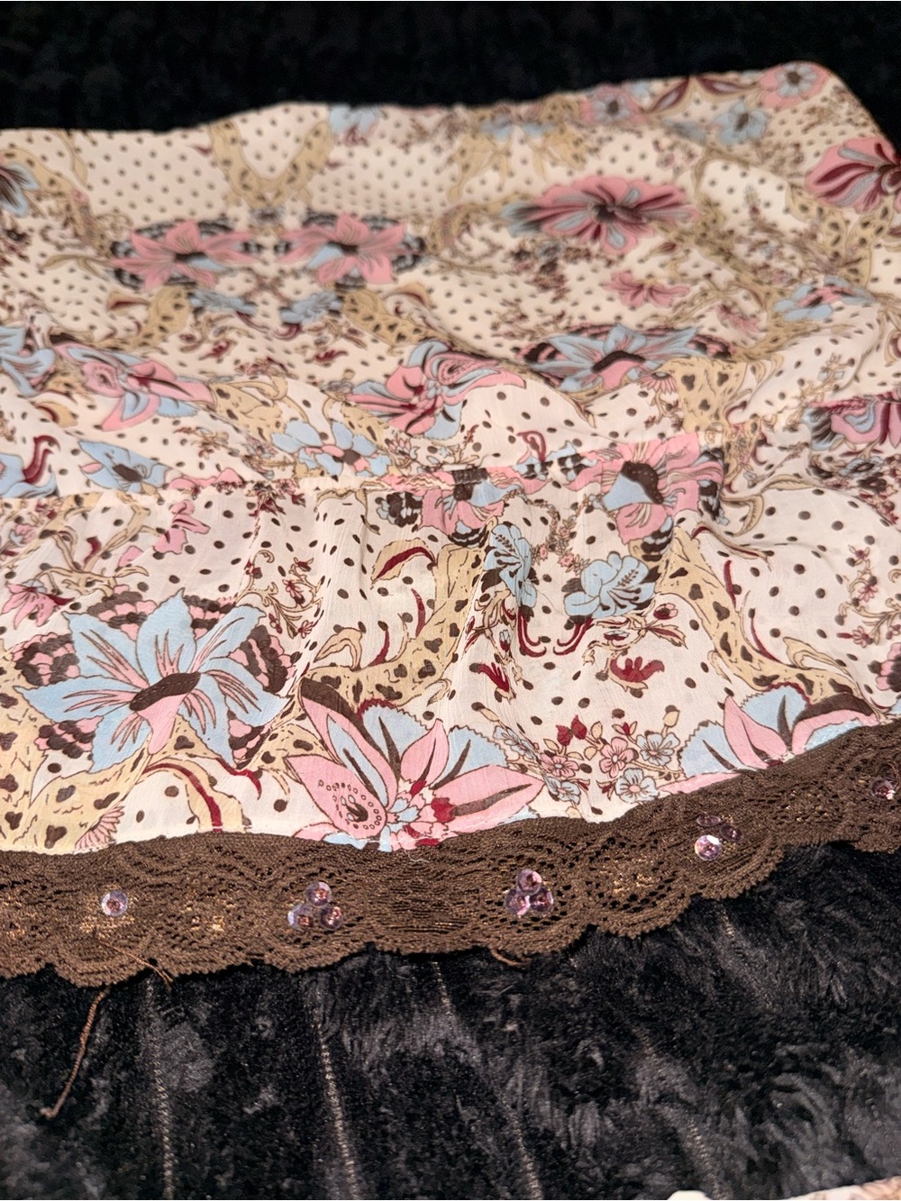 XOXO Floral Strapless Camisole Y2K vintage coquette in Pink, Blue & Brown - Picture 3 of 5